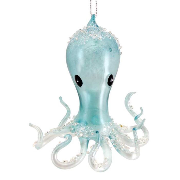 Gisela Graham Blue Glass Octopus-2